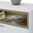 Sideboard in Weiß/Eichefarben - Edelstahlfarben/Eichefarben, MODERN, Holzwerkstoff/Metall (215/84/42cm) - Premium Living Sideboard in Weiß/Eichefarben - Edelstahlfarben/Eichefarben, MODERN, Holzwerkstoff/Metall (215/84/42cm) - Premium Living