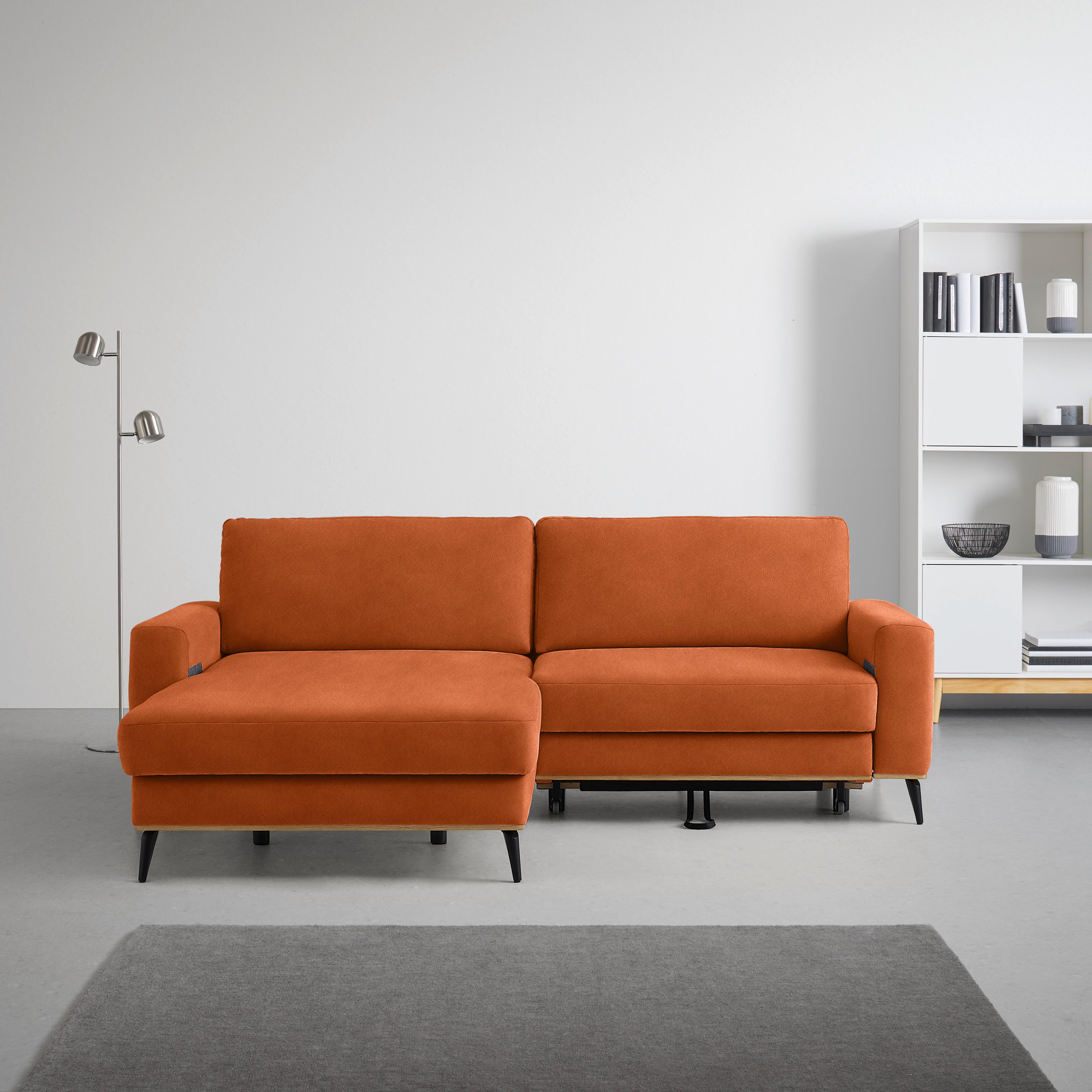 Wohnlandschaft Romeo Orange - Schwarz/Orange, KONVENTIONELL, Textil/Metall (167/87/234cm) - Zandiara