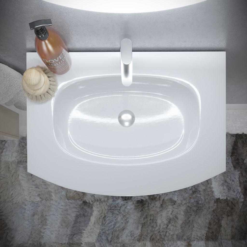 Lavoar Armonia - alb lucios intens, Modern, materiale naturale (69,5/13,2/50,5cm) - Best Price
