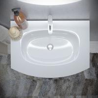 Lavoar Armonia - alb lucios intens, Modern, materiale naturale (69,5/13,2/50,5cm) - Best Price