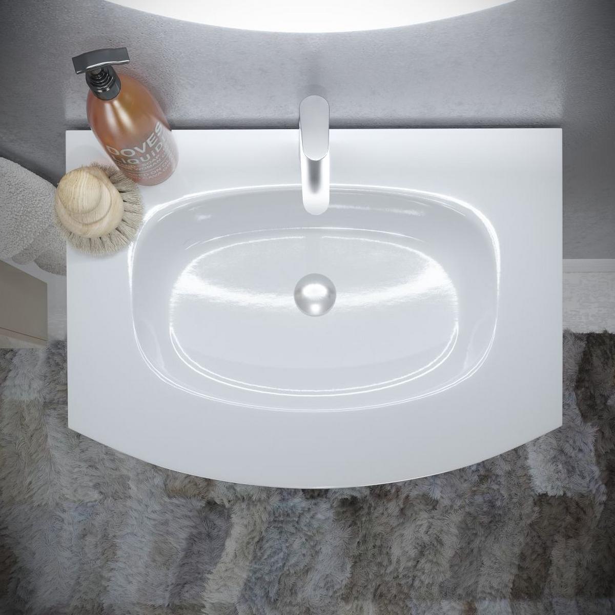 Lavoar Armonia - alb lucios intens, Modern, materiale naturale (69,5/13,2/50,5cm) - Best Price