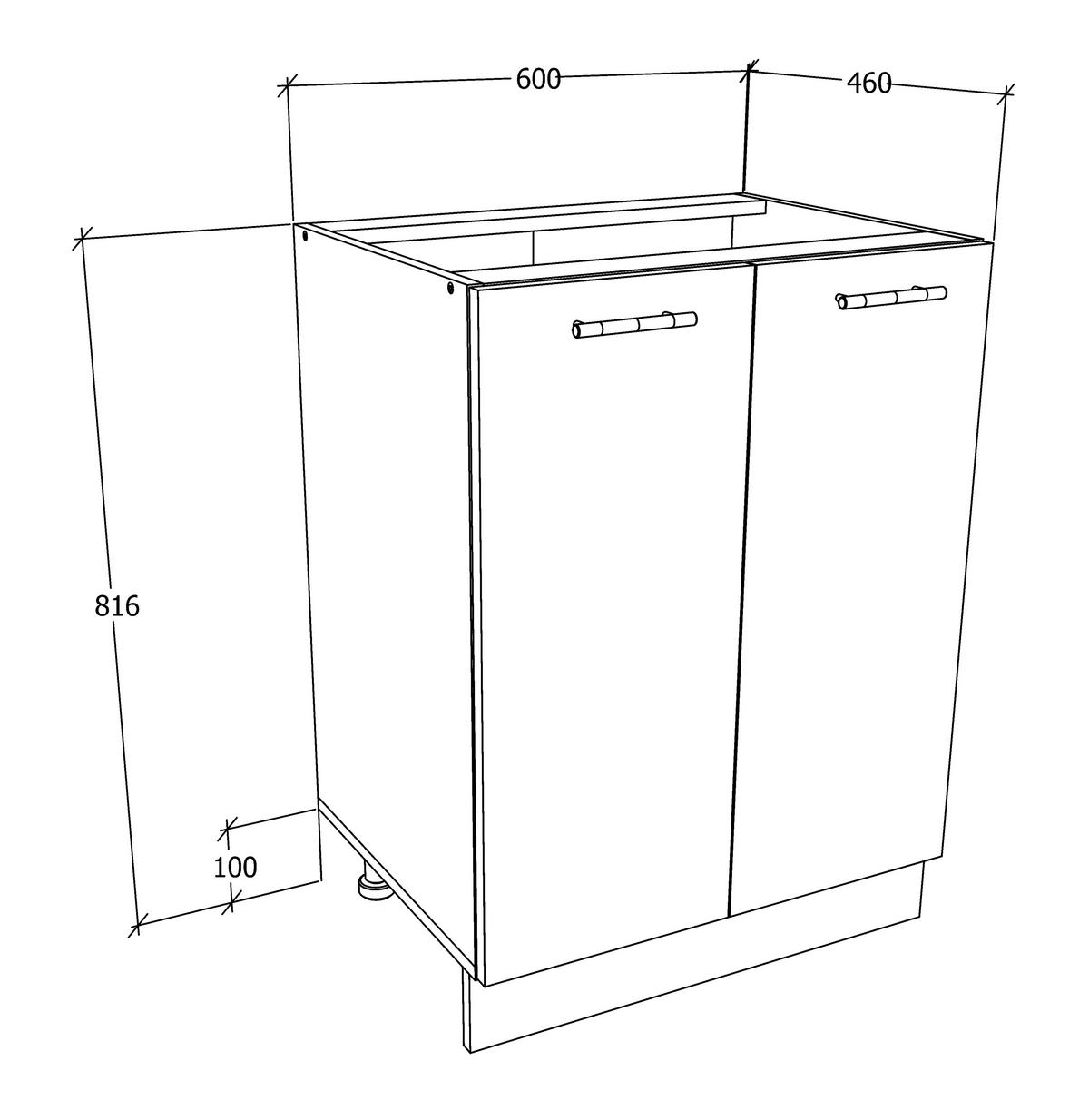 Kuhinjska Spodnja Omarica Esilo, Hrast, Bela - bela/barve aluminija, Konvencionalno, kovina/leseni material (60/82/46cm) - MID.YOU