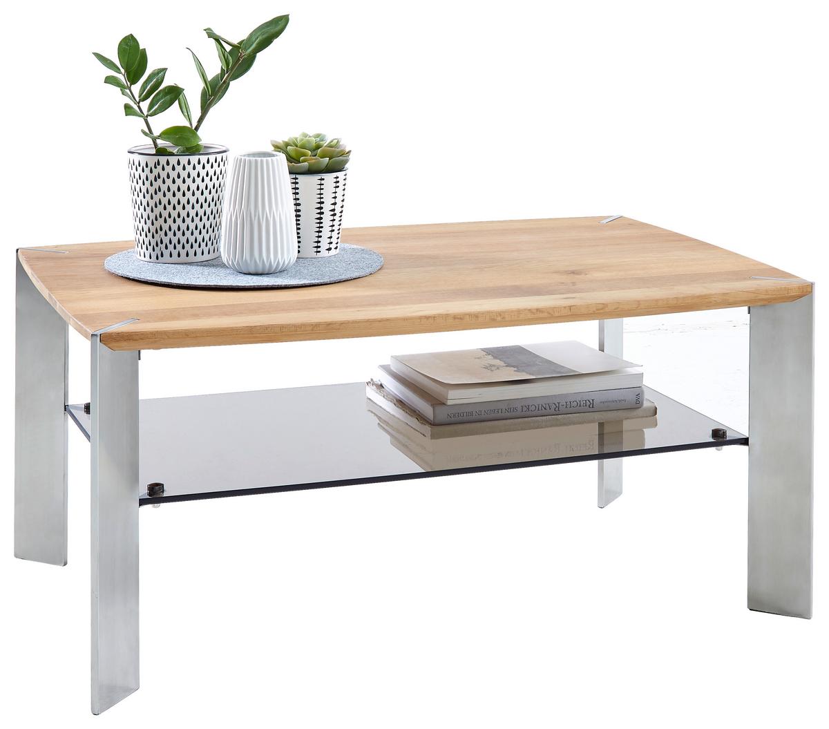 STOLIK KAWOWY NELIA 2 -EXKLUSIV- - kolor dębowy/kolor stalowy, Konventionell, metal/drewno (90/60/40cm) - Linea Natura