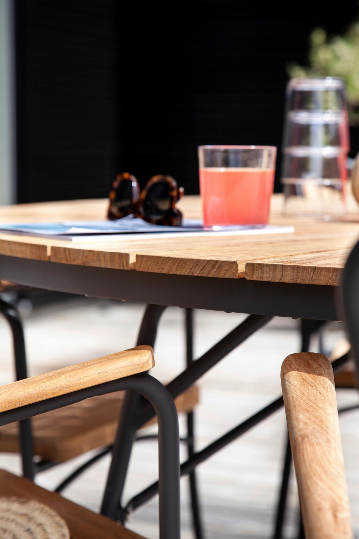 Gartenstuhl Ellen Anthrazit/Teak stapelbar - Anthrazit/Teakfarben, KONVENTIONELL, Holz/Metall (58,5/78/56,5cm) - Gardenson