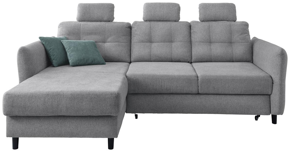 Wohnlandschaft Brizzini Silberfarben Chenille - Mintgrau/Silberfarben, MODERN, Holz/Textil (176/250-280cm) - Livetastic