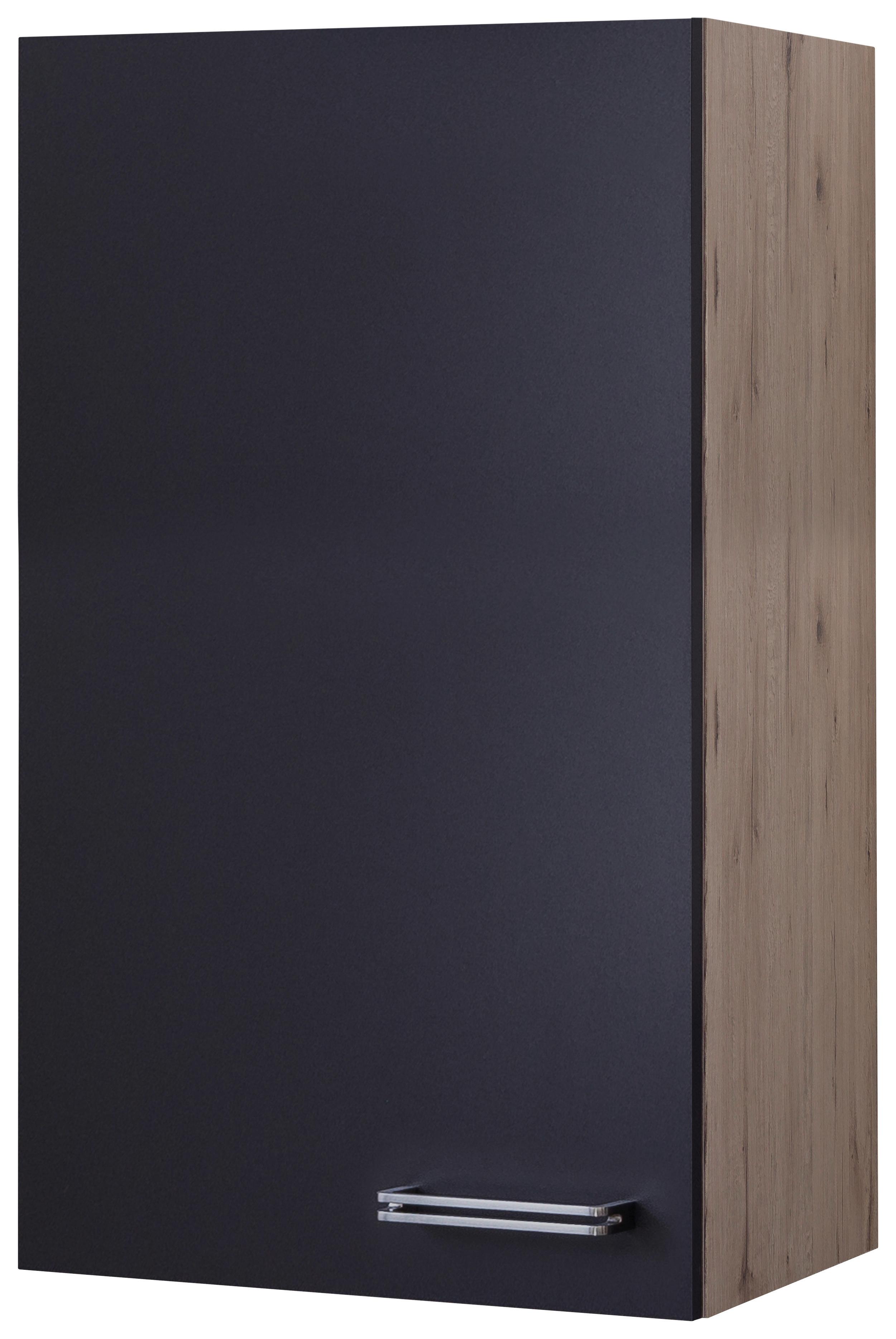 Küchenoberschrank Anthrazit/Eiche - Edelstahlfarben/Eichefarben, MODERN, Holzwerkstoff/Metall (50/89/32cm) - FlexWell