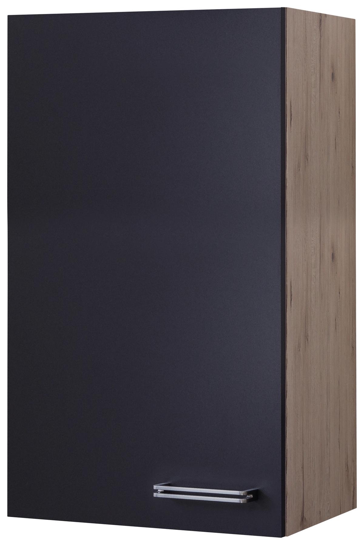 Küchenoberschrank Anthrazit/Eiche - Edelstahlfarben/Eichefarben, MODERN, Holzwerkstoff/Metall (50/89/32cm) - FlexWell
