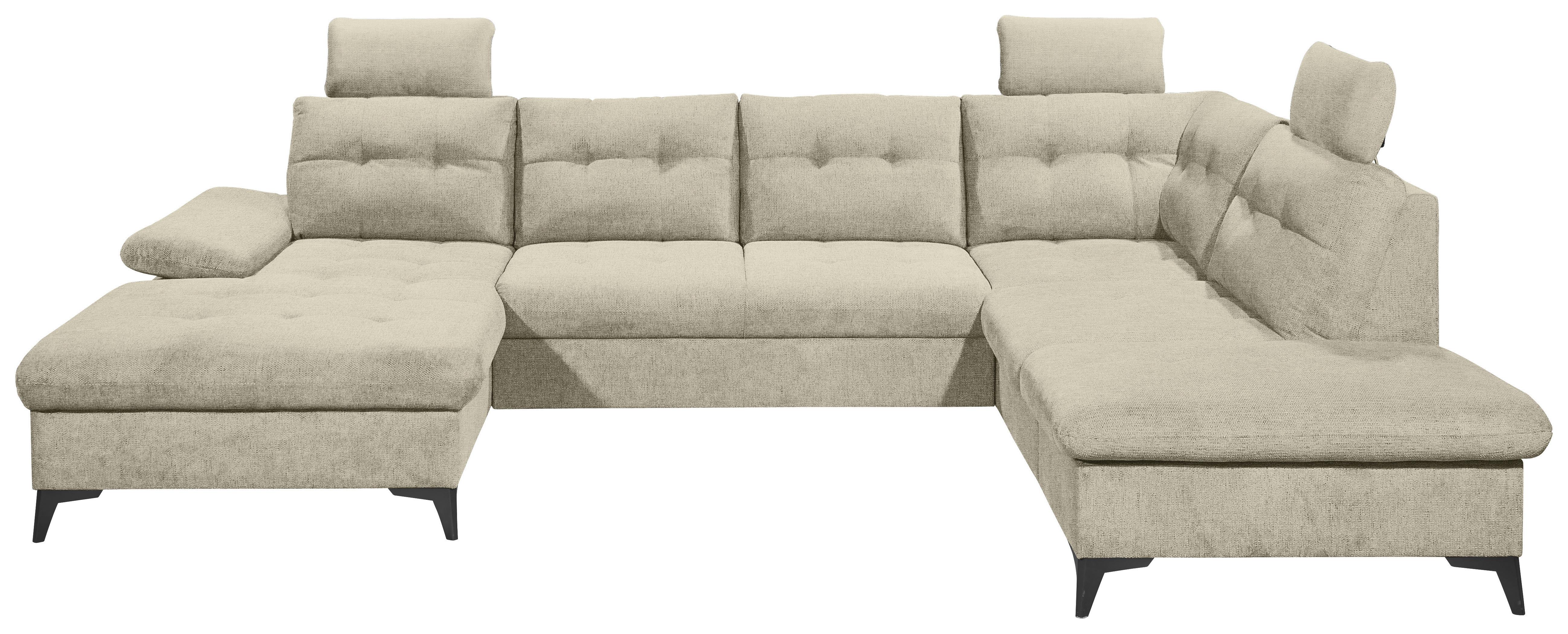 Wohnlandschaft Durban U ca. 170x324x218 cm Beige - Beige/Schwarz, KONVENTIONELL, Kunststoff/Textil (170/324/218cm) - MID.YOU