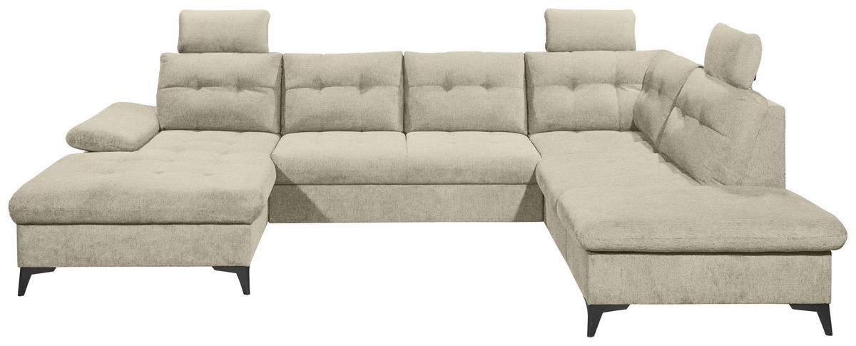 Wohnlandschaft Durban U ca. 170x324x218 cm Beige - Beige/Schwarz, KONVENTIONELL, Kunststoff/Textil (170/324/218cm) - MID.YOU