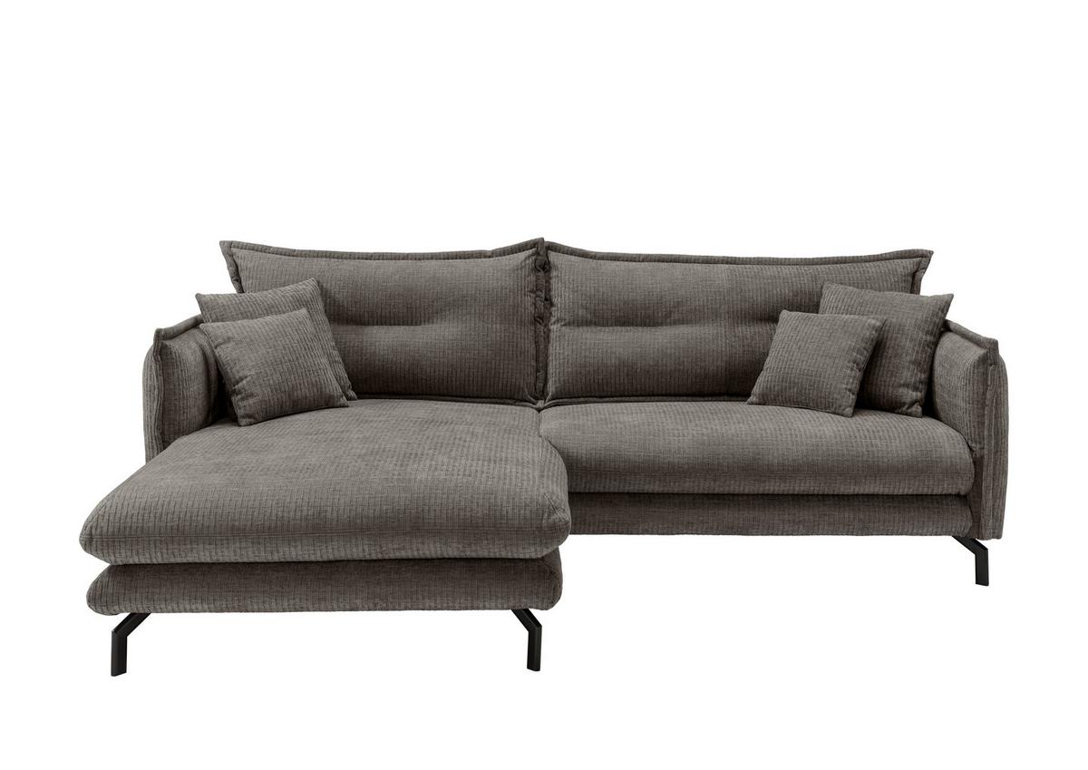 ECKSOFA LAVA - Graubraun/Schwarz, Design, Textil/Metall (180/255cm) - Livetastic
