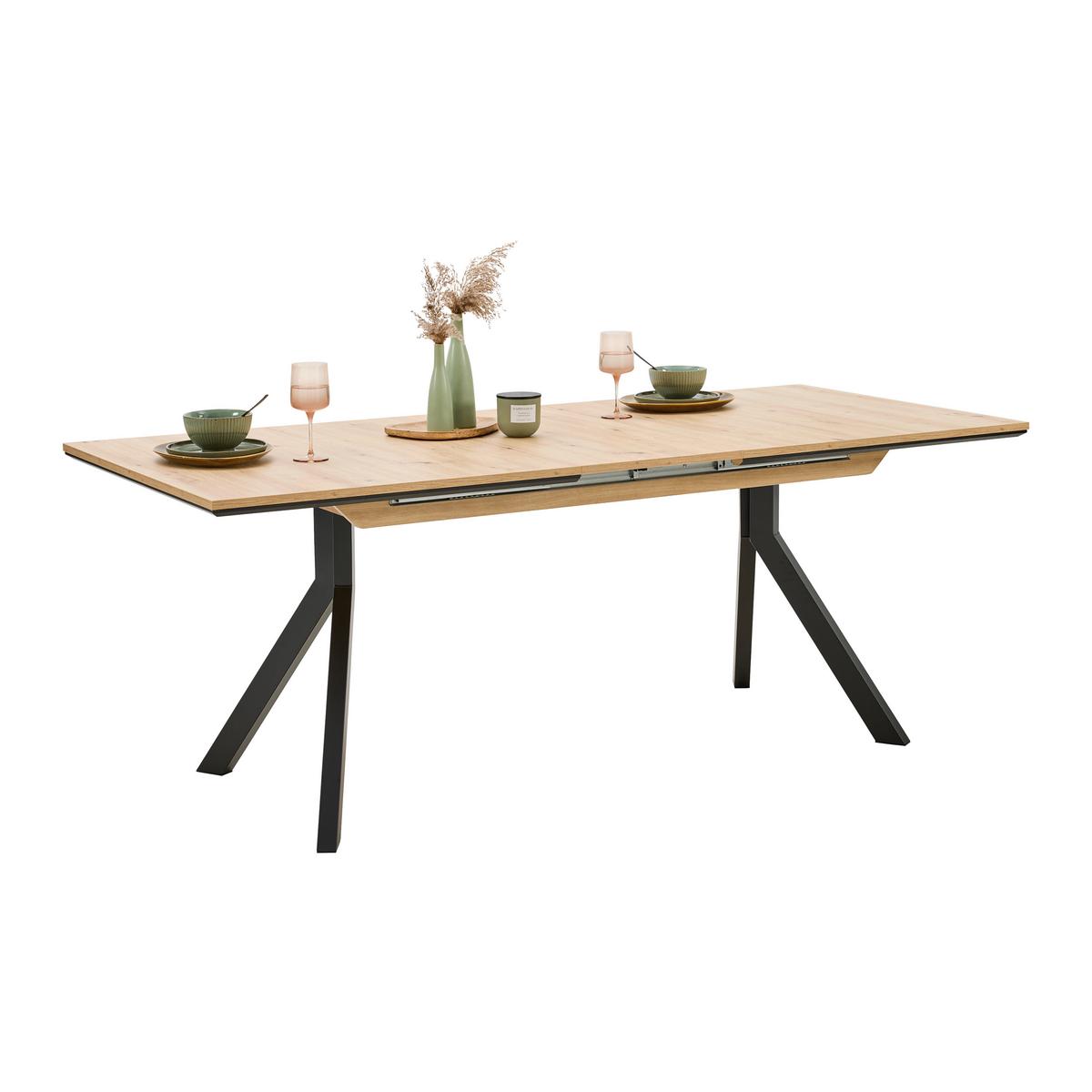 Ausziehtisch Mendosa 200 in Grau/Anthrazit - Anthrazit/Schwarz, Basics, Holzwerkstoff (160-200/90/75cm) - Premium Living