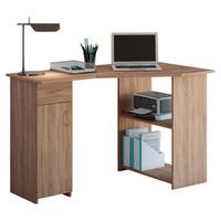 Kotna Pisalna Miza Linzia, Barva Hrasta, 118x76cm - barve nerjavečega jekla/barve hrasta, Konvencionalno, umetna masa/leseni material (118/76/77cm) - MID.YOU