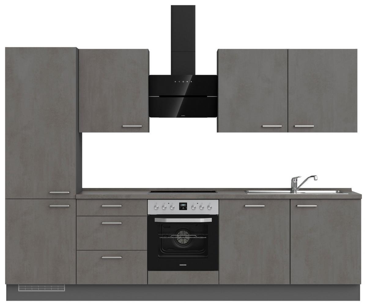 Küchenblock Riva High m. Geräten Schieferfarben - Schieferfarben/Edelstahlfarben, MODERN, Holzwerkstoff/Metall (300cm) - Nobilia