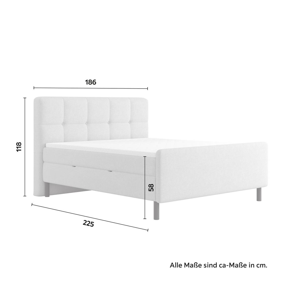 Boxbett Marbella Hellgrau ca. 180x200 cm mit Topper - Hellgrau/Schwarz, MODERN, Holz/Holzwerkstoff (180/200cm) - Bessagi Home