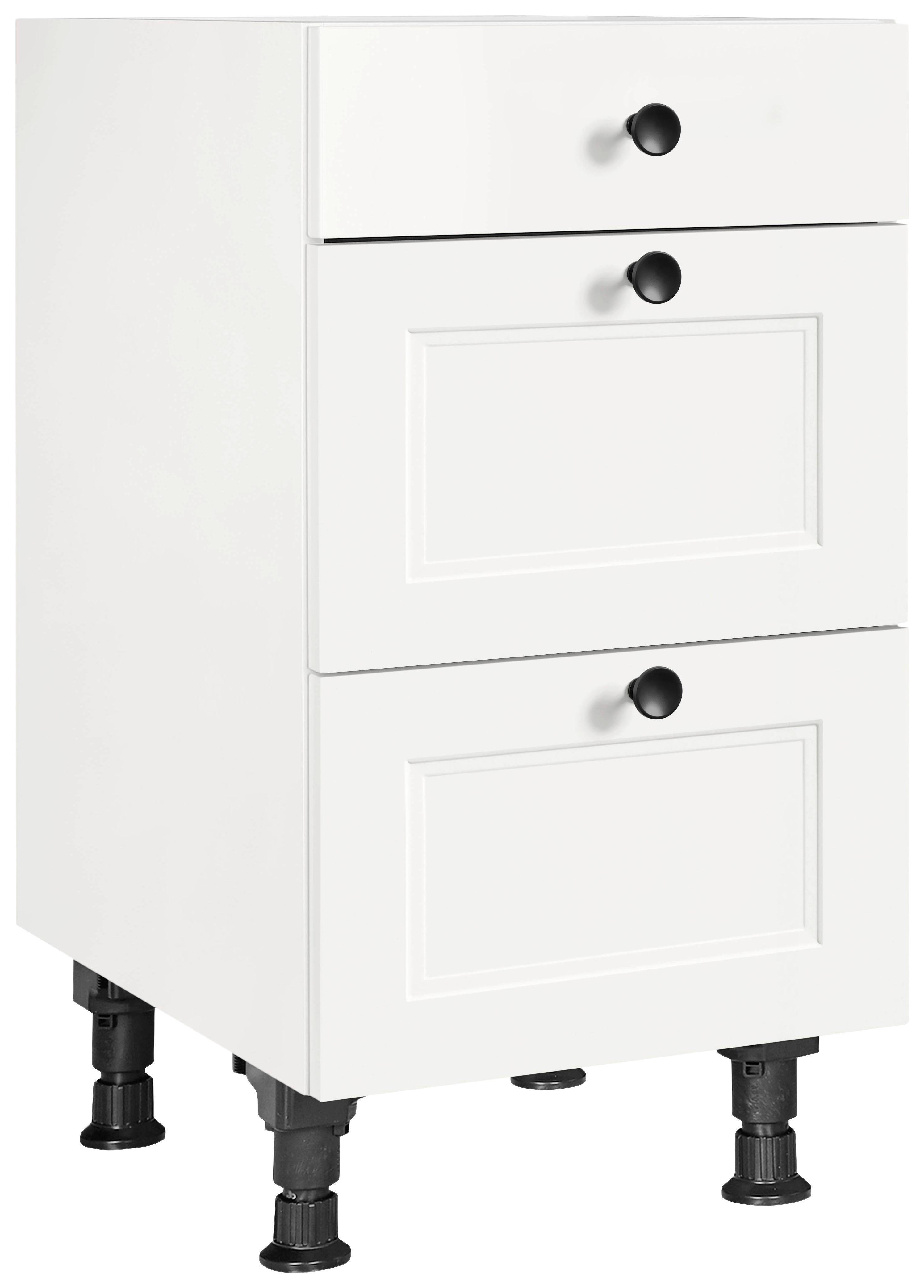 Schubkastenunterschrank Cascada Weiß - Schwarz/Weiß, MODERN, Holzwerkstoff/Metall (45/87/56cm) - Nobilia