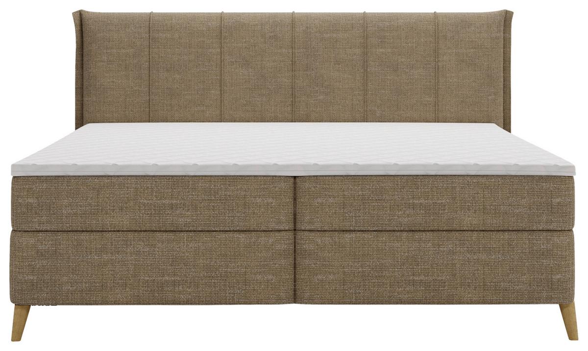 Boxbett Veloria Braun ca. 180x200cm - Beige/Schwarz, KONVENTIONELL, Textil/Metall (180/200cm) - Based