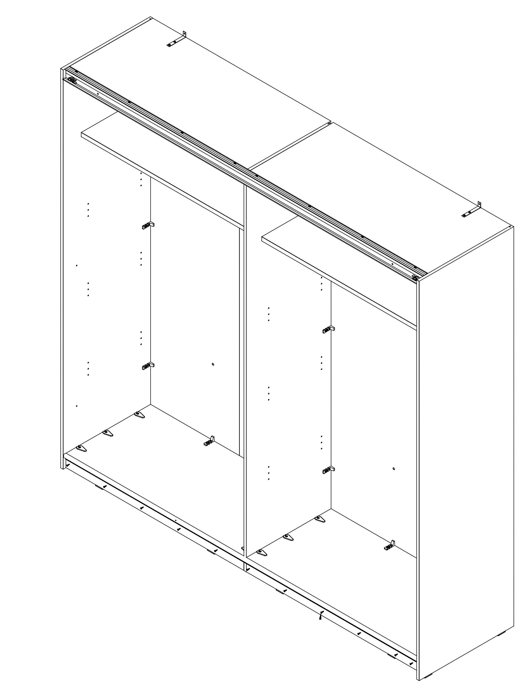 Omara Z Drsnimi Vrati Lausanne - bela/barve aluminija, Moderno, kovina/umetna masa (220,1/209,7/61,2cm) - Mömax