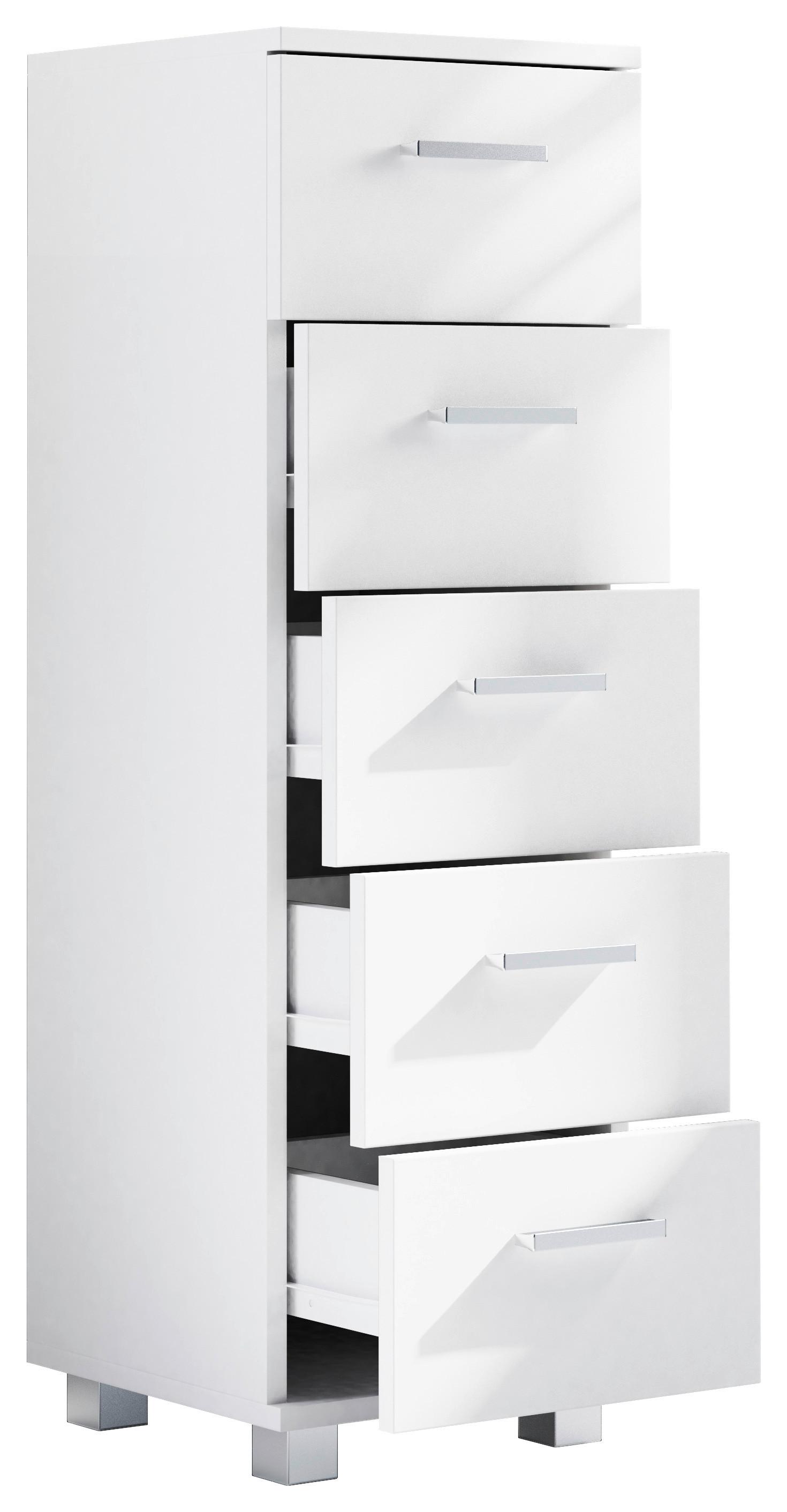 HIGHBOARD ZALO M - Weiss/Silberfarben, Modern, Holzwerkstoff/Kunststoff (30/94/30cm) - MID.YOU