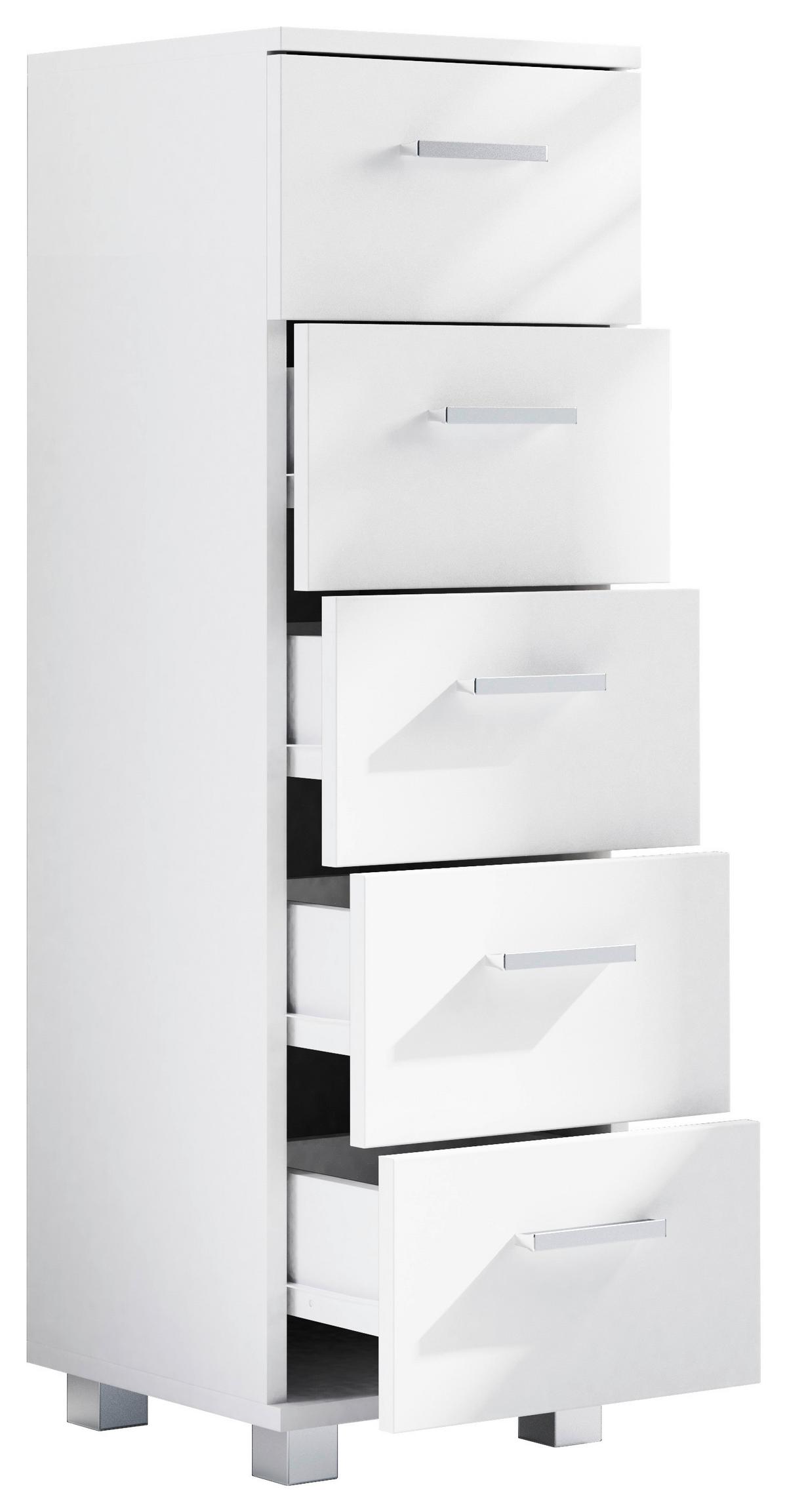 Highboard Zalo M ca. 30x94x30 cm Weiß - Silberfarben/Weiß, MODERN, Holzwerkstoff/Kunststoff (30/94/30cm) - MID.YOU