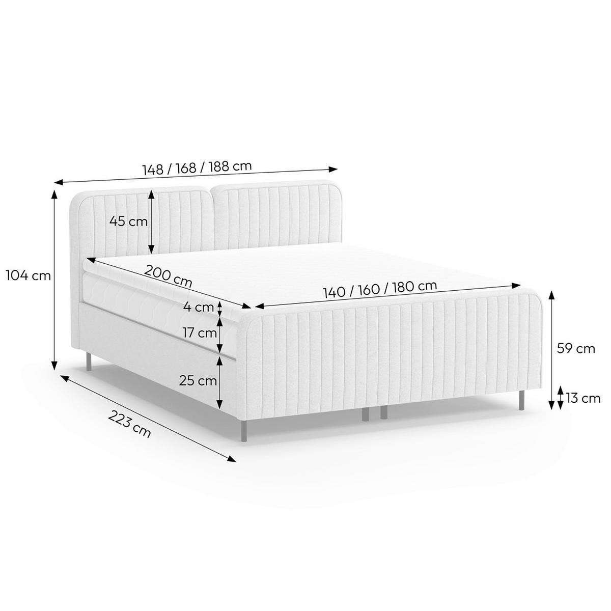 Boxbett Livetto Grau ca. 180x200cm - Schwarz/Grau, KONVENTIONELL, Holz/Textil (180/200cm) - Mömax