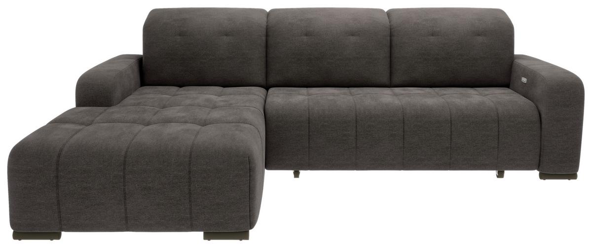 Wohnlandschaft Vicari Anthrazit Mikrofaser - Anthrazit/Schwarz, MODERN, Textil/Metall (292/185cm) - Livetastic