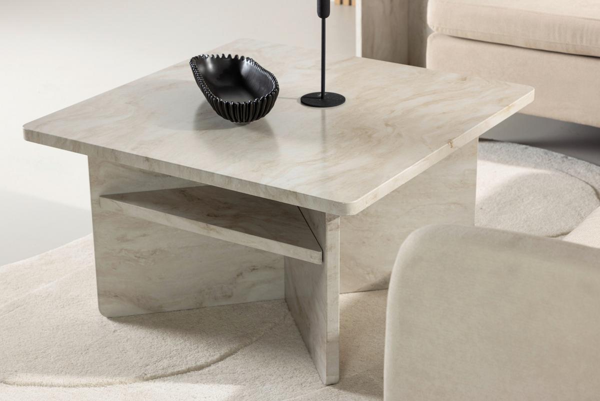 Couchtisch Ålesund ca. 75x75x42 cm Beige - Beige, Design, Holzwerkstoff (75/75/42cm) - Livetastic
