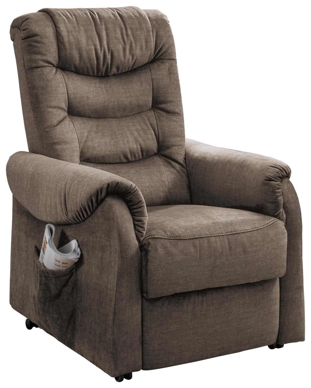 Fernsehsessel Nino Braun Velours - Schwarz/Braun, Design, Kunststoff/Textil (76/106/94cm) - Livetastic