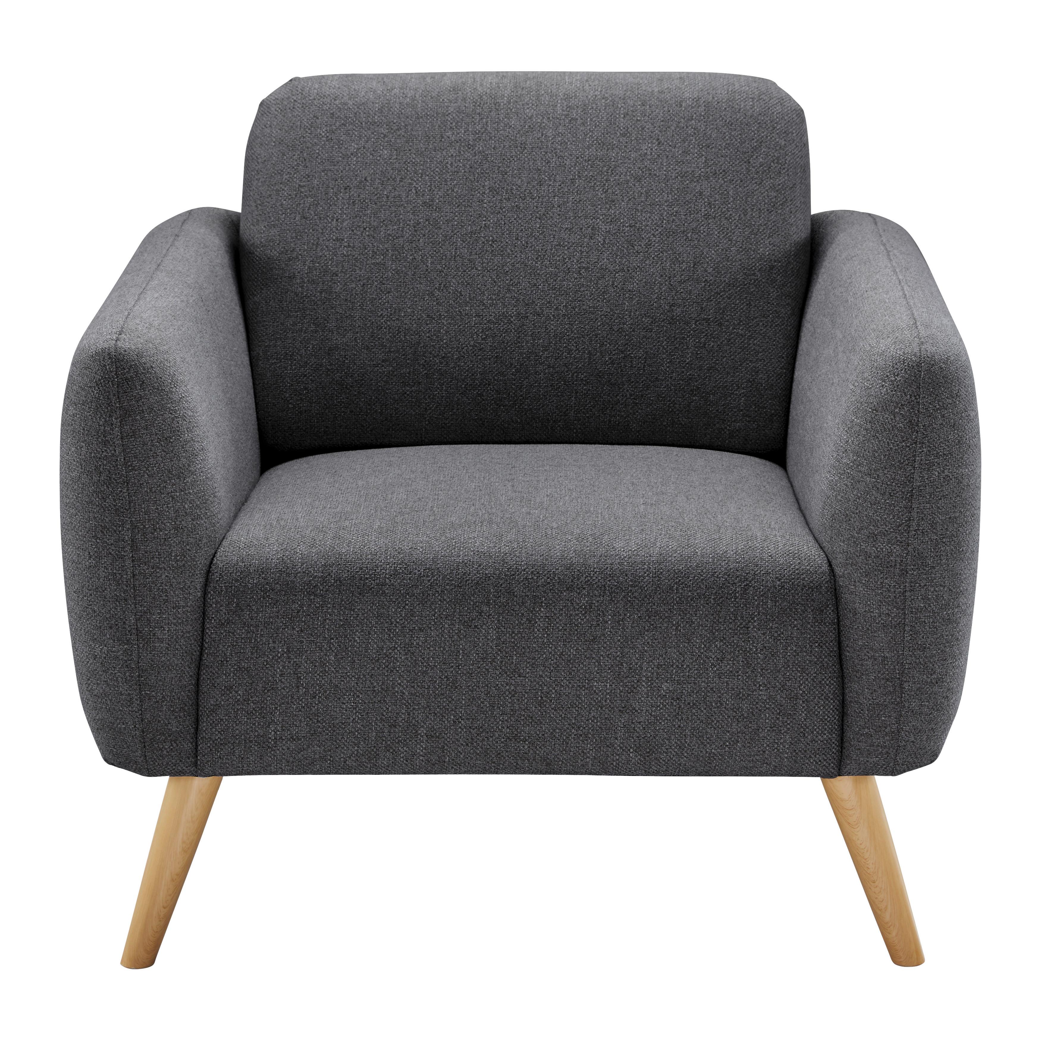 RELAXFÅTÖLJ PIA - mörkgrå/naturfärgad, Modern, trä/textil (86/76/75cm) - Bessagi Home