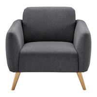 Sessel Pia Dunkelgrau Webstoff - Dunkelgrau/Naturfarben, MODERN, Holz/Textil (86/76/75cm) - Bessagi Home