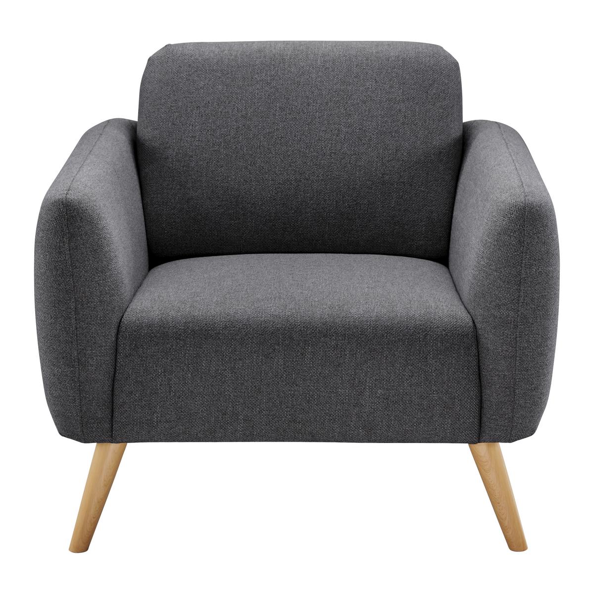 Sessel Pia Dunkelgrau Webstoff - Dunkelgrau/Naturfarben, MODERN, Holz/Textil (86/76/75cm) - Bessagi Home