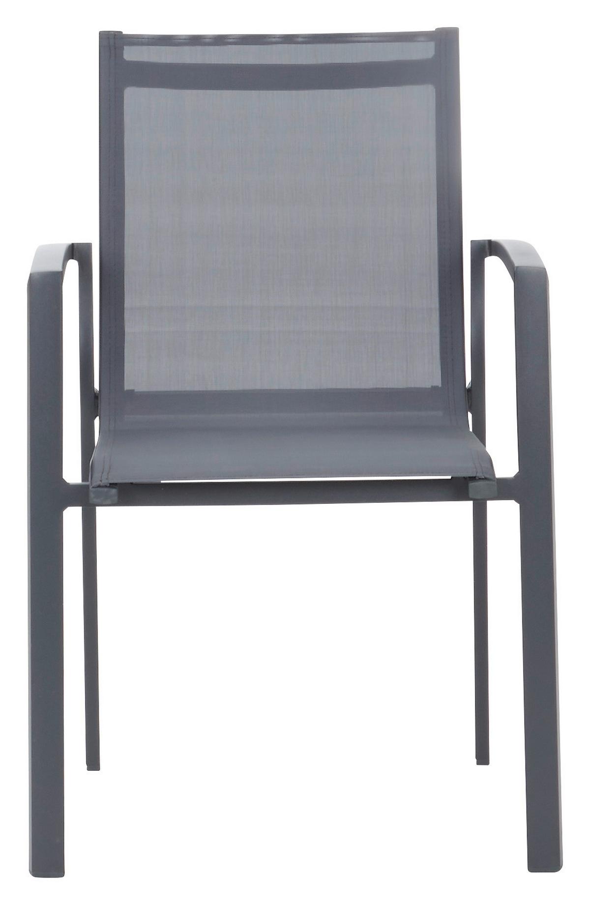 Gartenstuhl Anzio In Schwarz/dunkelgrau - Dunkelgrau/Schwarz, Modern, Textil/Metall (57/87,5/63,5cm) - Mömax