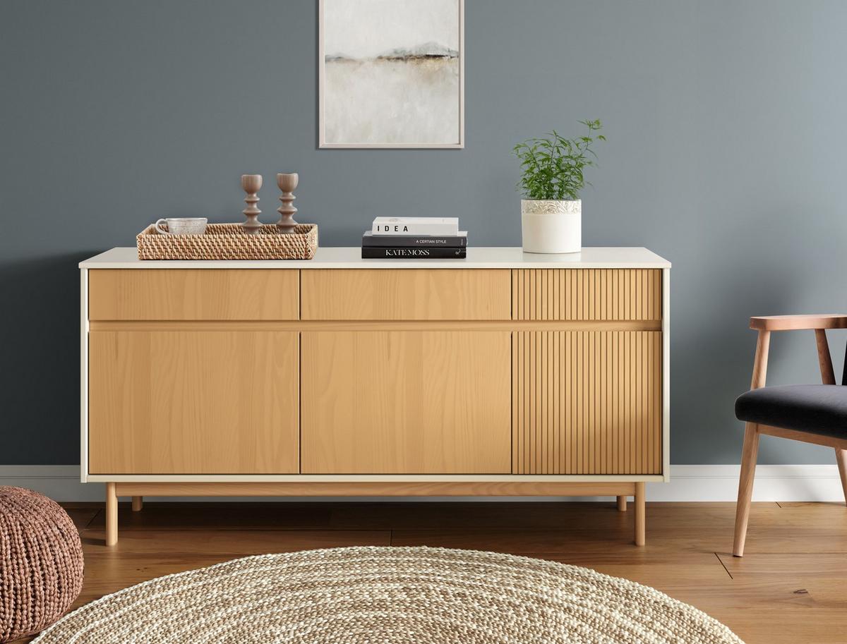 KOMODA SZEROKA CAVA - kolor naturalny/kaszmir, Design, drewno (160/78/42cm) - Livetastic