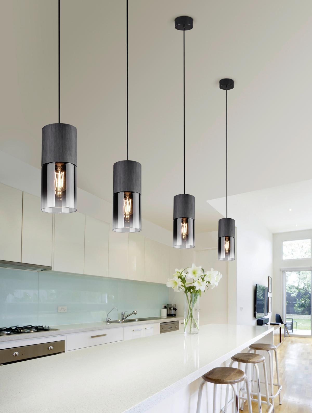 Hängeleuchte Robin in Schwarz max. 28 Watt - Schwarz, Design, Glas/Metall (10/10/23-150cm) - Trio Leuchten