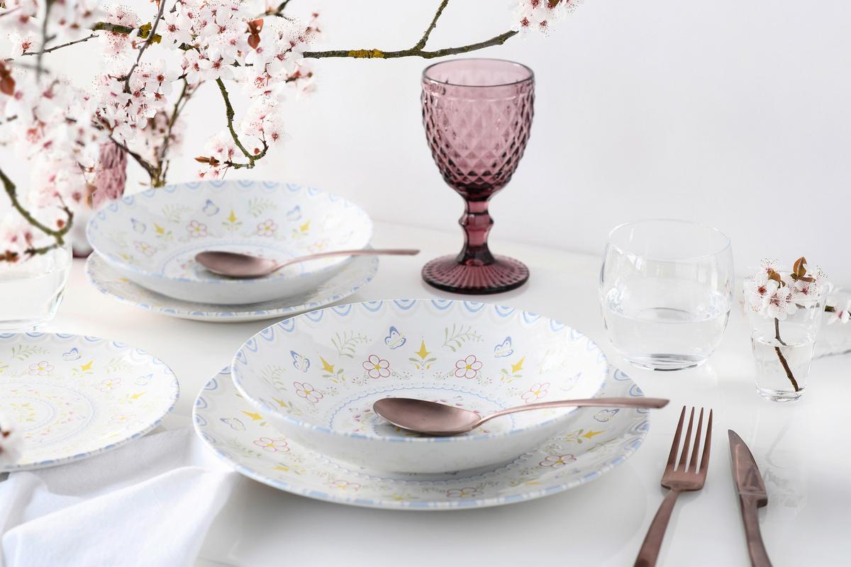 Jedilni Servis Primavera Pastell, 12-Delni - bela/večbarvno, Basics, keramika - Creatable