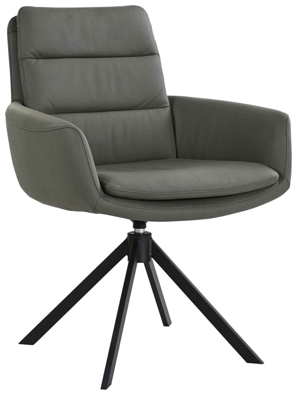 KRZESŁO Z PODŁOKIETNIKAMI EVEREST -EXKLUSIV- - zielony/czarny, Design, skóra/metal (62,5/89/66,5cm) - Dieter Knoll