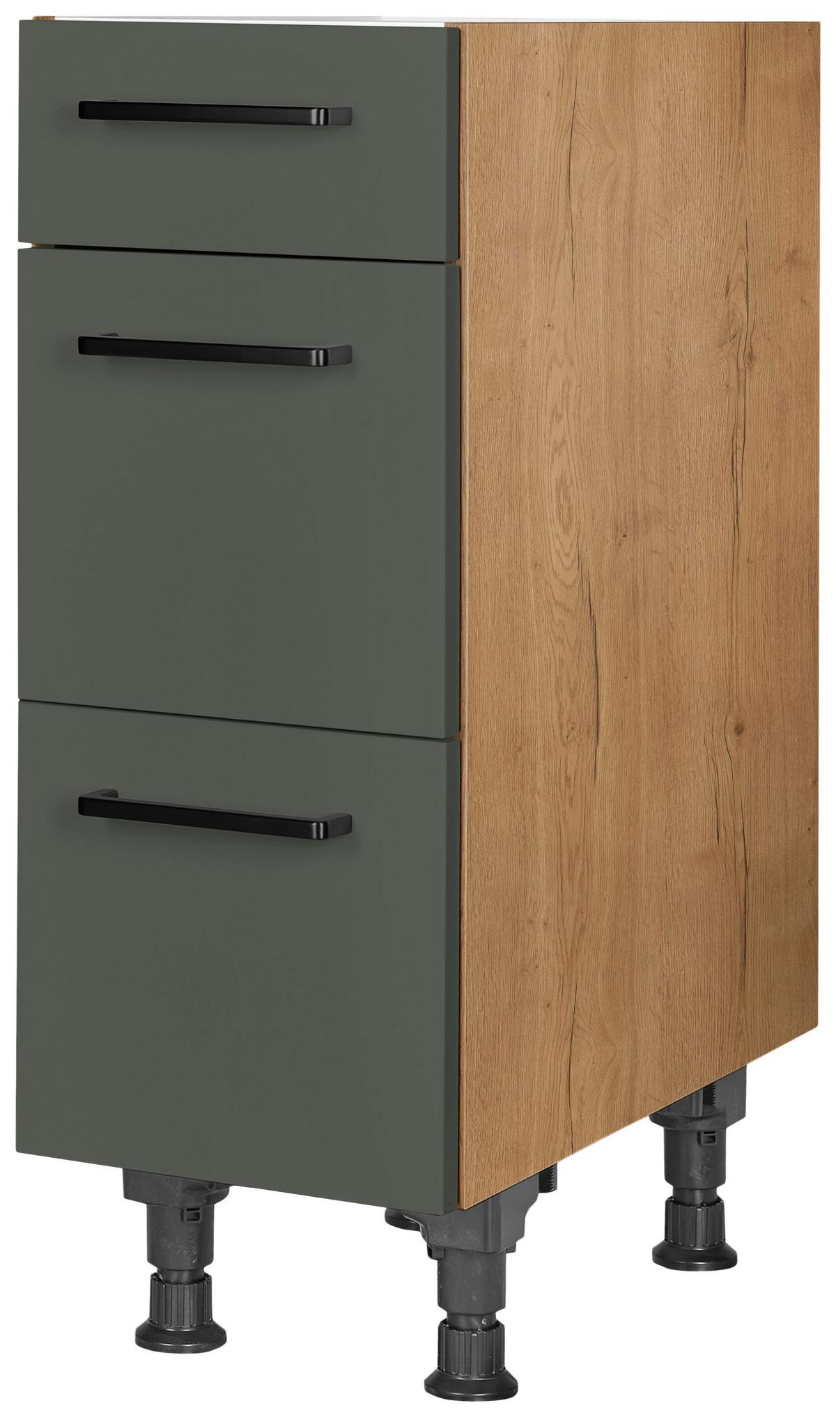 Schubkastenunterschrank Easytouch Grün - Eichefarben/Schwarz, MODERN, Holzwerkstoff/Metall (30/87/56cm) - Nobilia