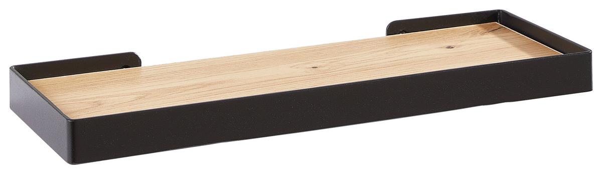 PÓŁKA ŚCIENNA RICKY - kolor dębowy/czarny, Basics, materiał drewnopochodny/metal (40/3/15cm) - Xora
