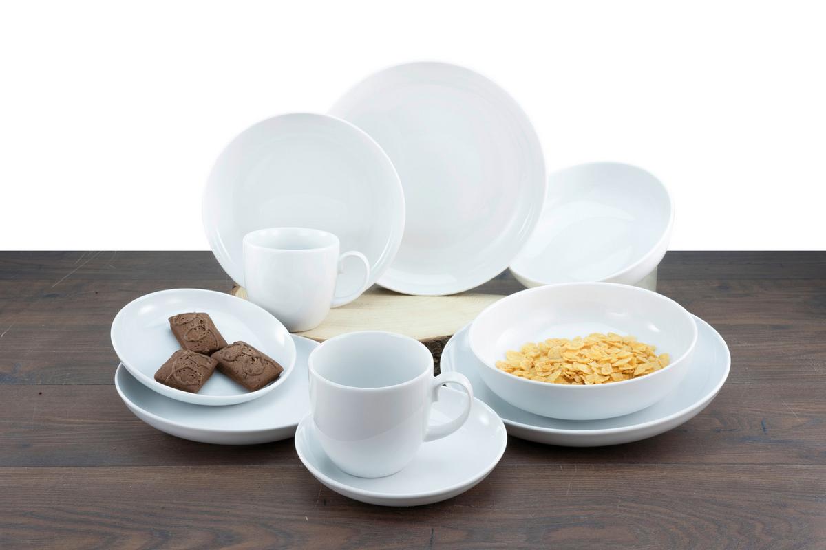 SERWIS OBIADOWO-ŚNIADANIOWY ALLROUND BIAŁY - biały, Konventionell, ceramika - Creatable