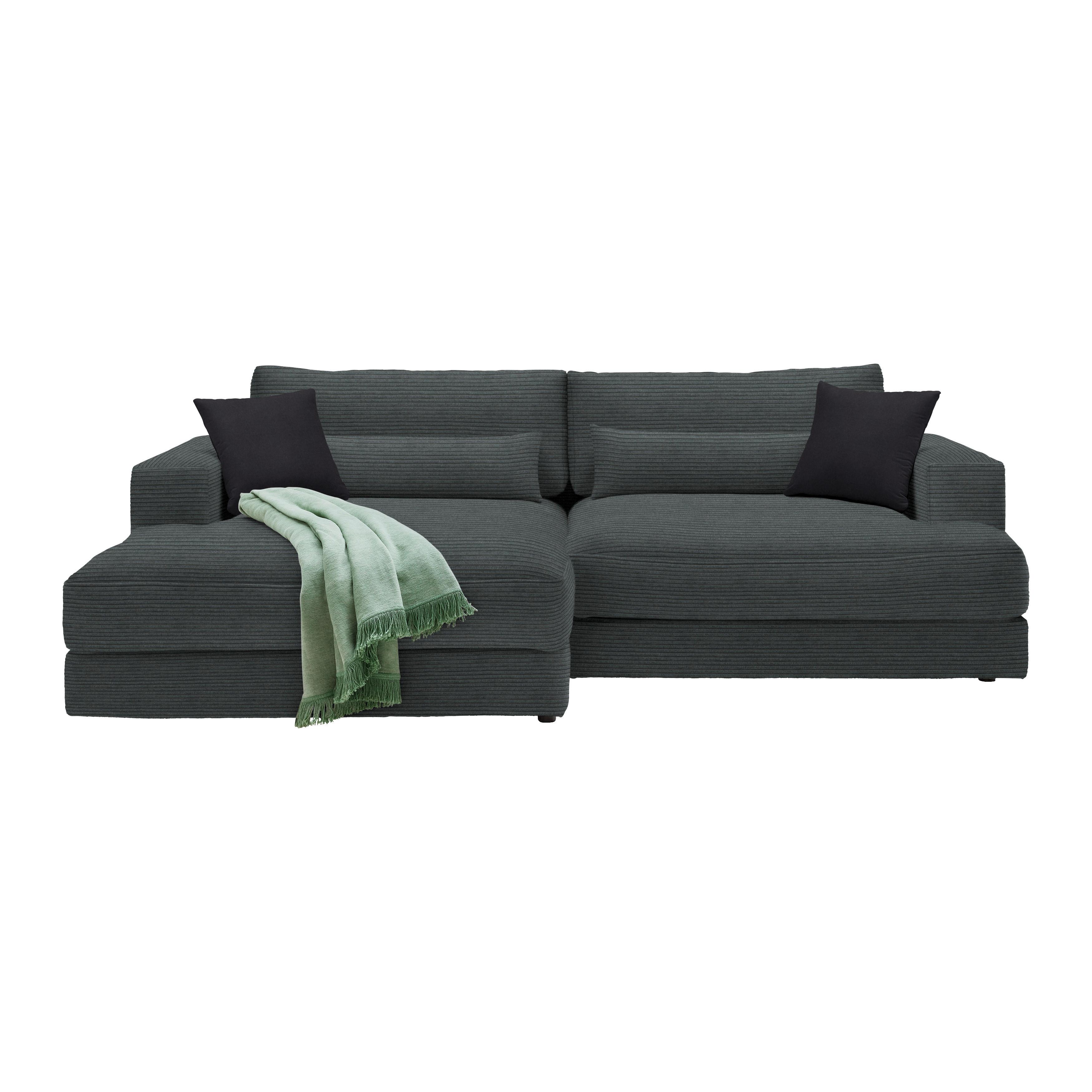 Ecksofa Fabiona links Graphitfarben - Graphitfarben/Schwarz, MODERN, Holz/Kunststoff (194/85/268cm) - Premium Living