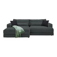 Ecksofa Fabiona links Graphitfarben - Graphitfarben/Schwarz, MODERN, Holz/Kunststoff (194/85/268cm) - Premium Living