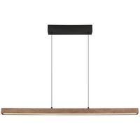 LED-Hängeleuchte Olivus Opal/Schwarz/Braun max. 24 W - Dunkelbraun/Opal, Natur, Holz/Kunststoff (115/4,5/150cm) - Globo