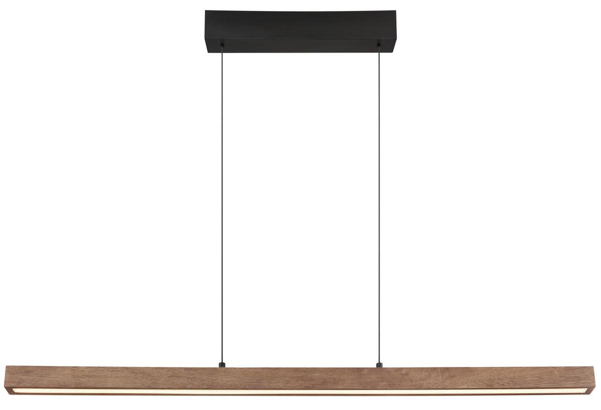 LED-Hängeleuchte Olivus Opal/Schwarz/Braun max. 24 W - Dunkelbraun/Opal, Natur, Holz/Kunststoff (115/4,5/150cm) - Globo