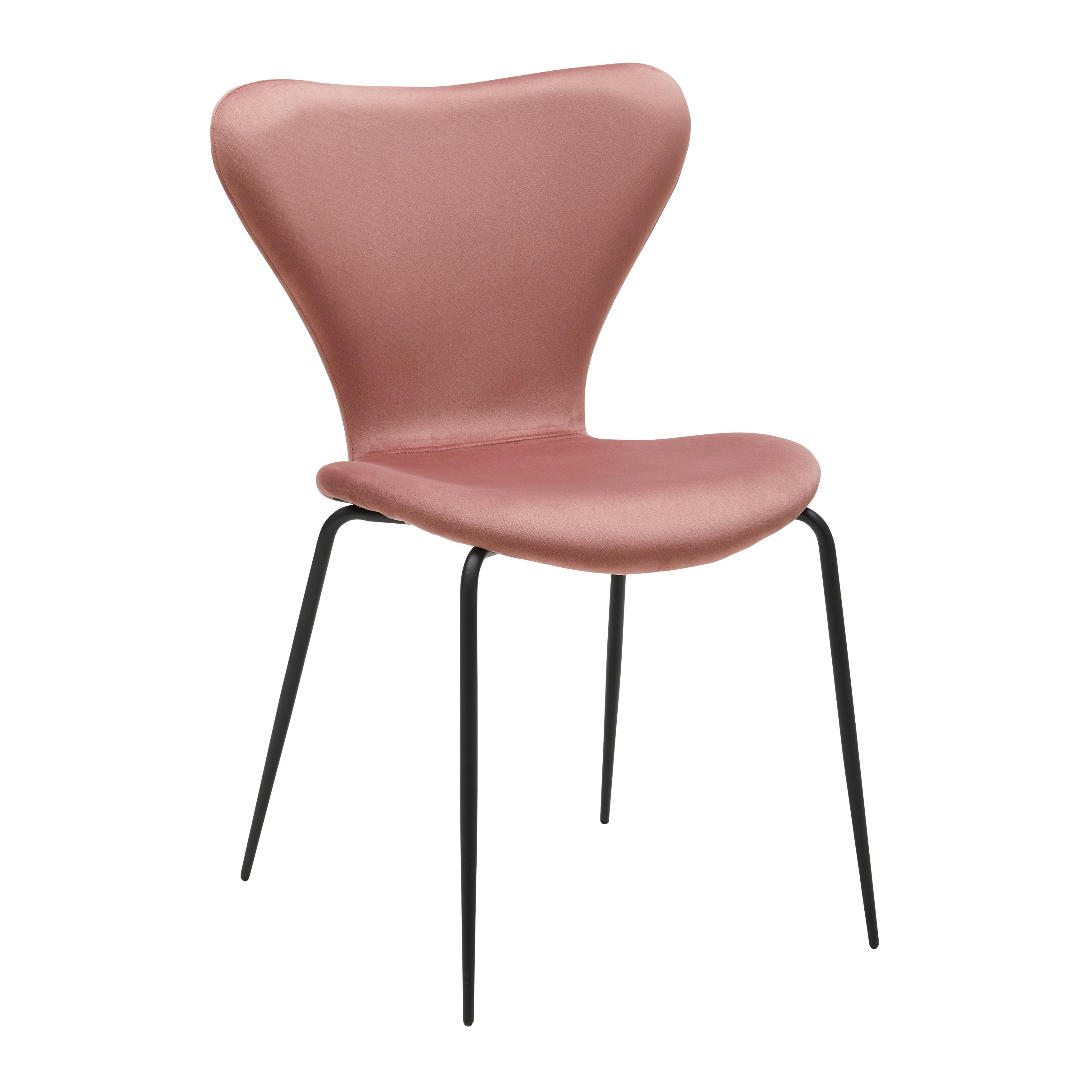 Stol Alicia, Roza, Žamet - roza/črna, Moderno, kovina/tekstil (53/82,5/53cm) - Bessagi Home