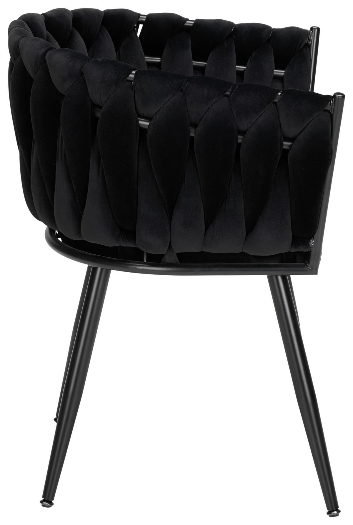 ARMLEHNSTUHL WEAVY -TREND- - Schwarz, Modern, Holz/Textil (64/78/55cm) - Premium Living