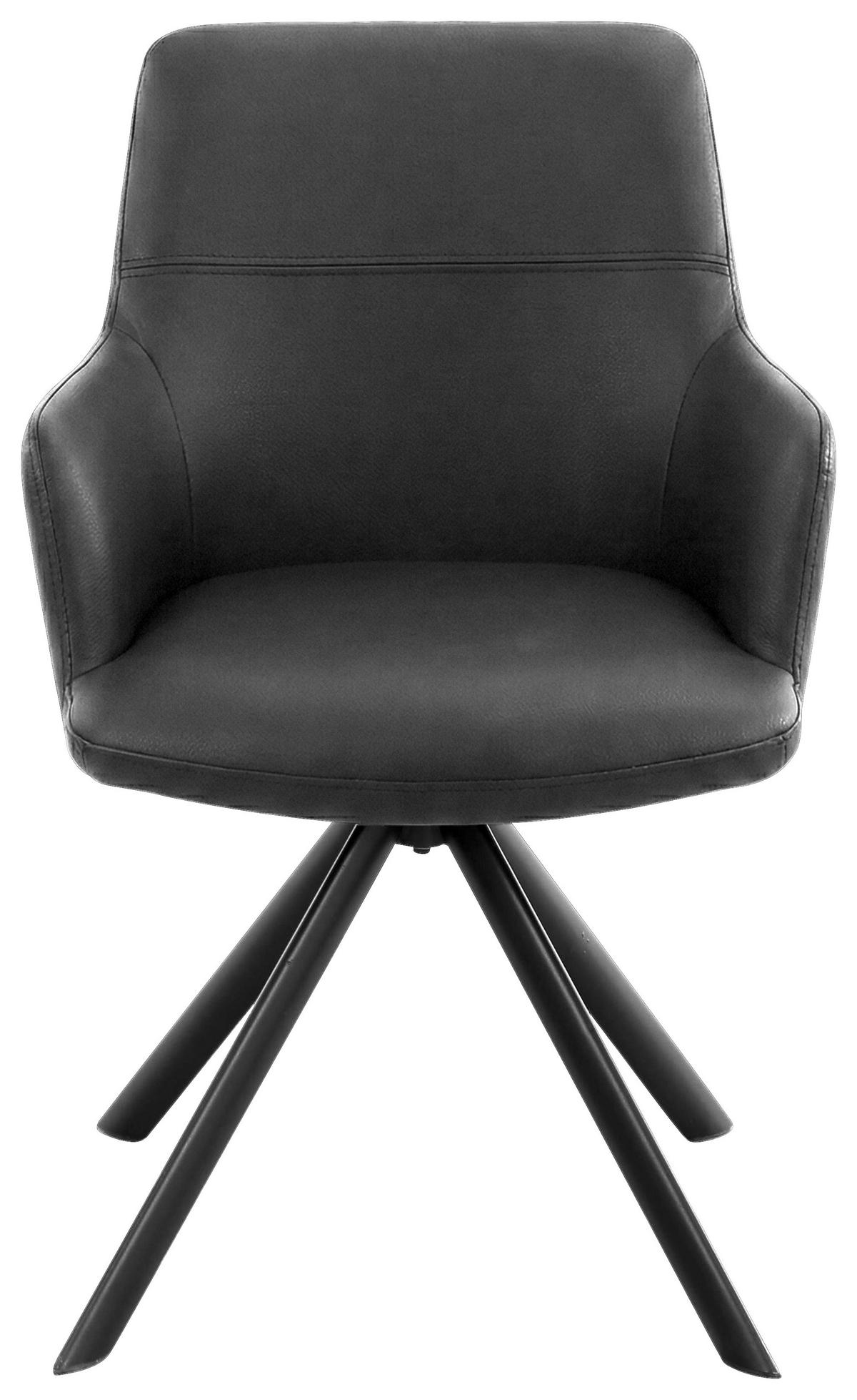 Karosszék Bőr Josy - fekete, Design, bőr/fém (57/86/61cm) - Mömax