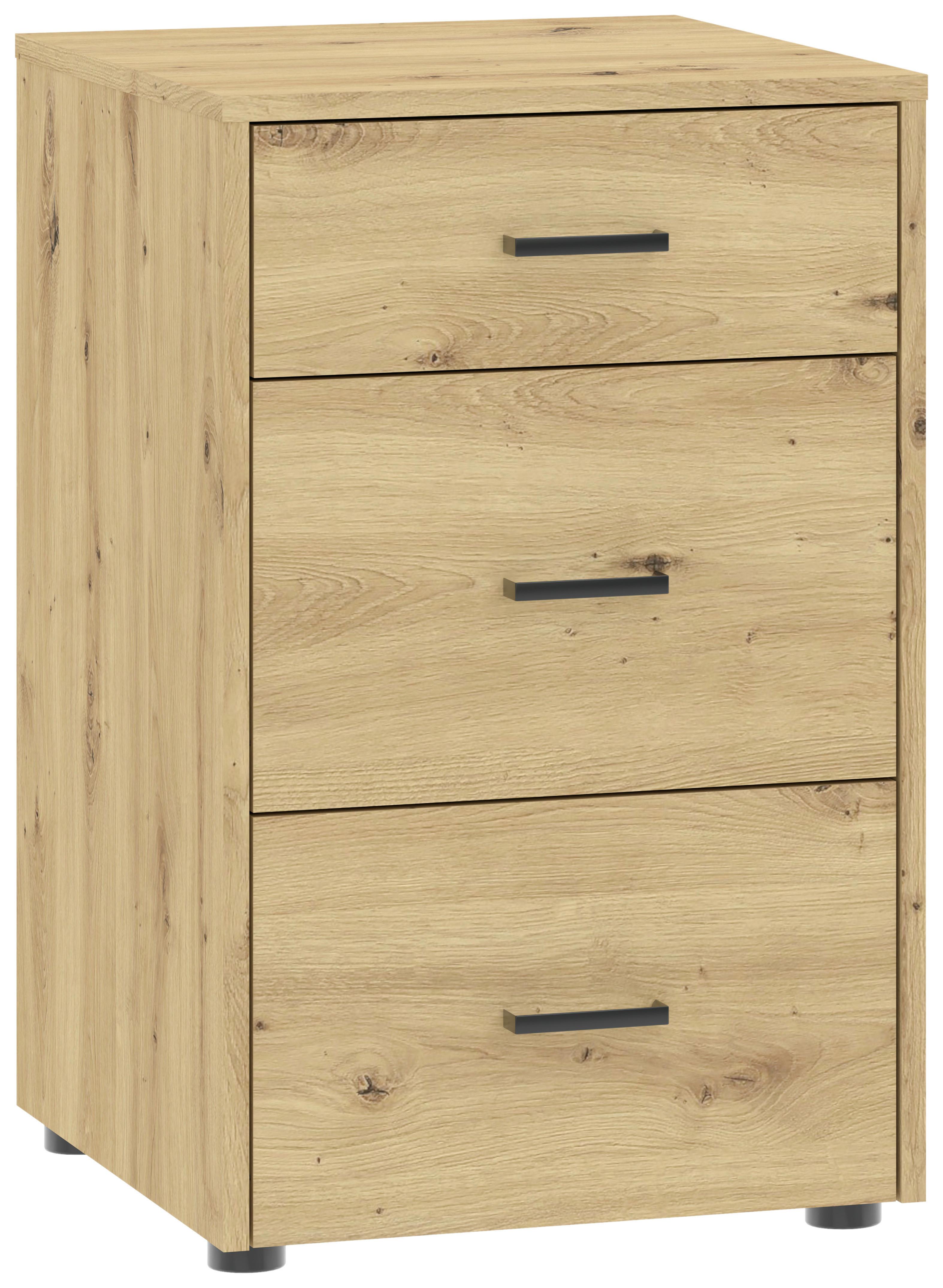 Unterbauschrank Kivo Eiche Artisan - Schwarz/Eiche Artisan, MODERN, Holzwerkstoff/Kunststoff (45/69,8/52,1cm) - Based