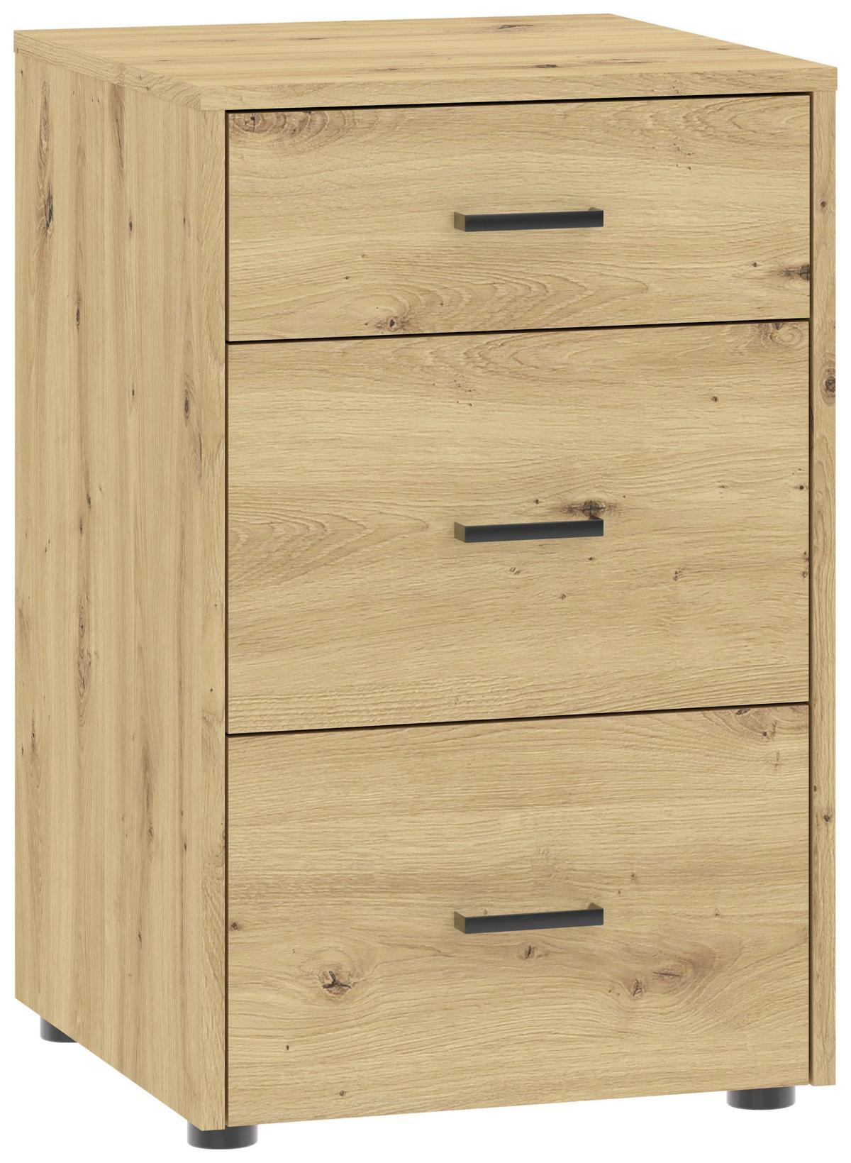 Unterbauschrank Kivo Eiche Artisan - Schwarz/Eiche Artisan, MODERN, Holzwerkstoff/Kunststoff (45/69,8/52,1cm) - Based
