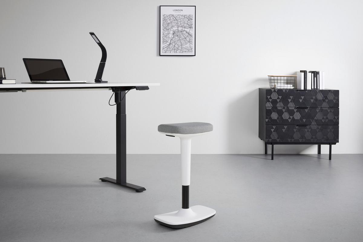 Bürohocker Leon Grau - Hellgrau/Schwarz, KONVENTIONELL, Kunststoff/Textil (44/53-78/24cm) - Mömax
