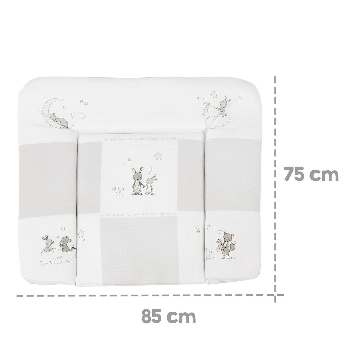 Wickelauflage Fox & Bunny Taupe/Weiß ca. 85x75cm - Textil (85/4/75cm) - Roba