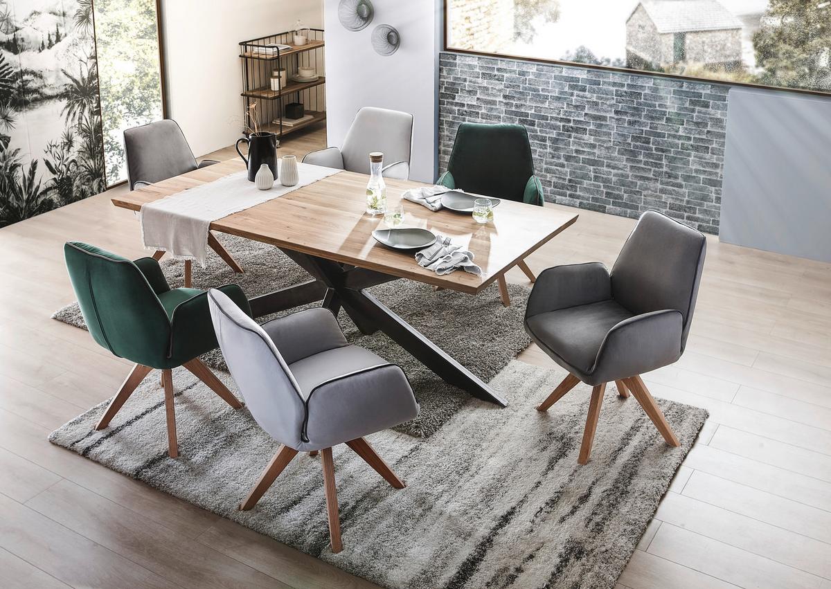 STÓŁ DO JADALNI SPIDER - kolor dębowy/czarny, Design, metal/drewno (200/100/77cm) - Linea Natura